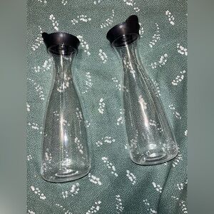 Set of Two Carafe Style Reusable Plastic Juice/ Milk Bottles